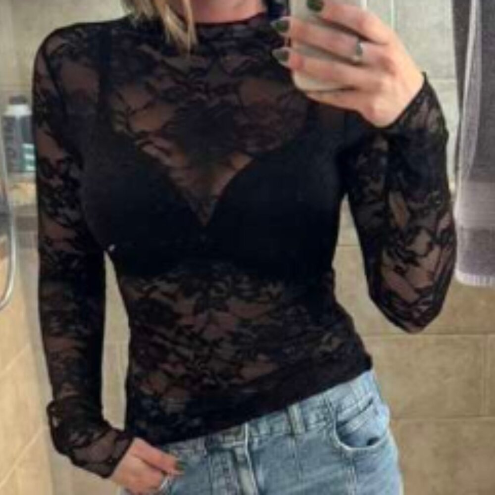 Women’s Lace See-Through Top – Size Medium – NEW (W/out tags)